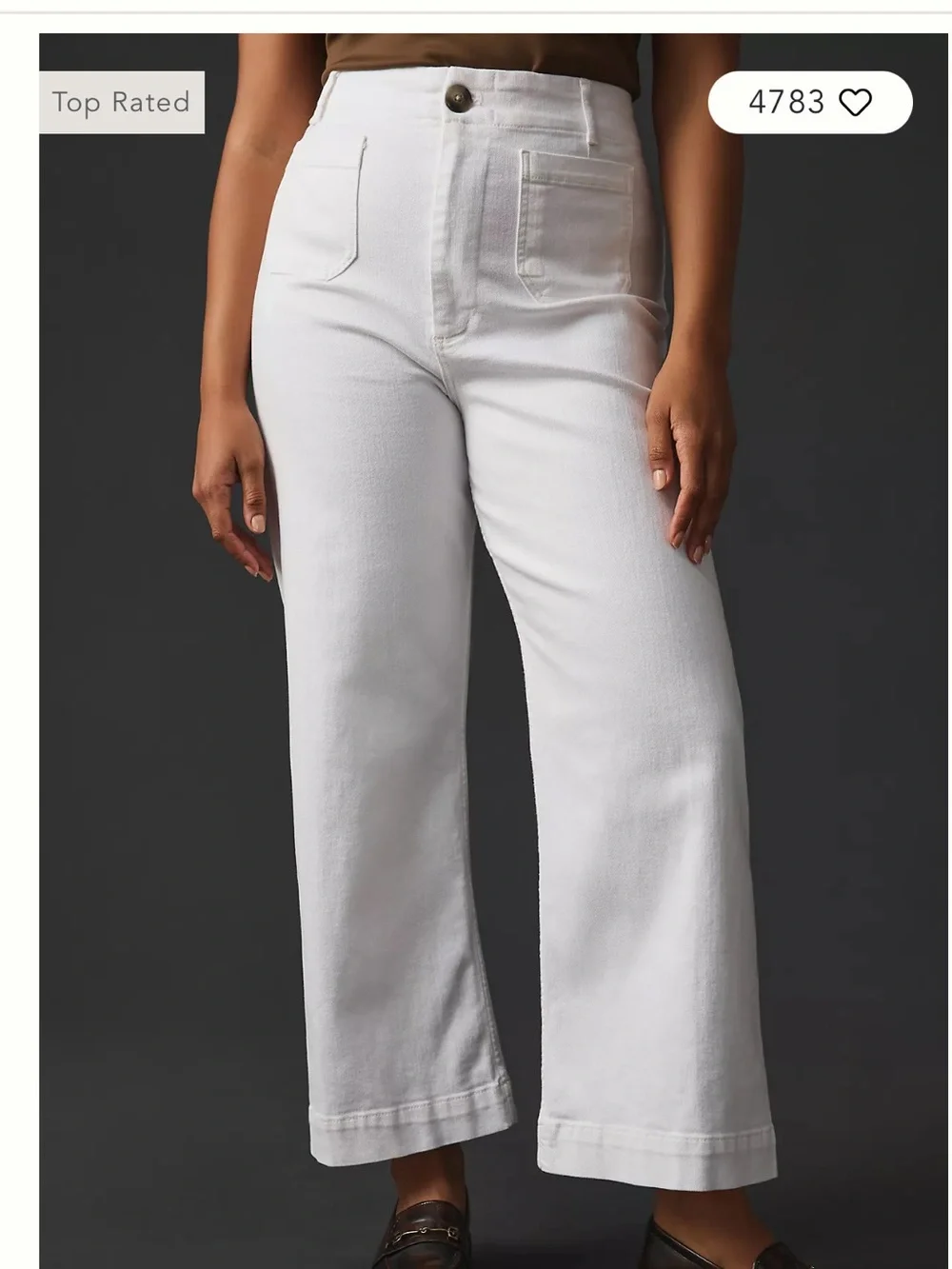 Maeve Collette White Wide-Leg High-Rise Cropped Pants - Picture 4 of 12